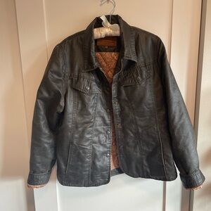 vintage outback trading company dark brown rustic faux leather jacket💕